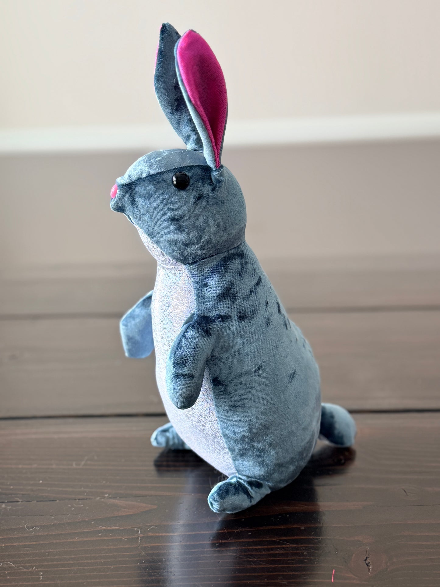 DIY Bunny 14" Rabbit Plush Complete Sewing Kit - Teal Crushed Velvet - Intermediate Pattern + Supply Set