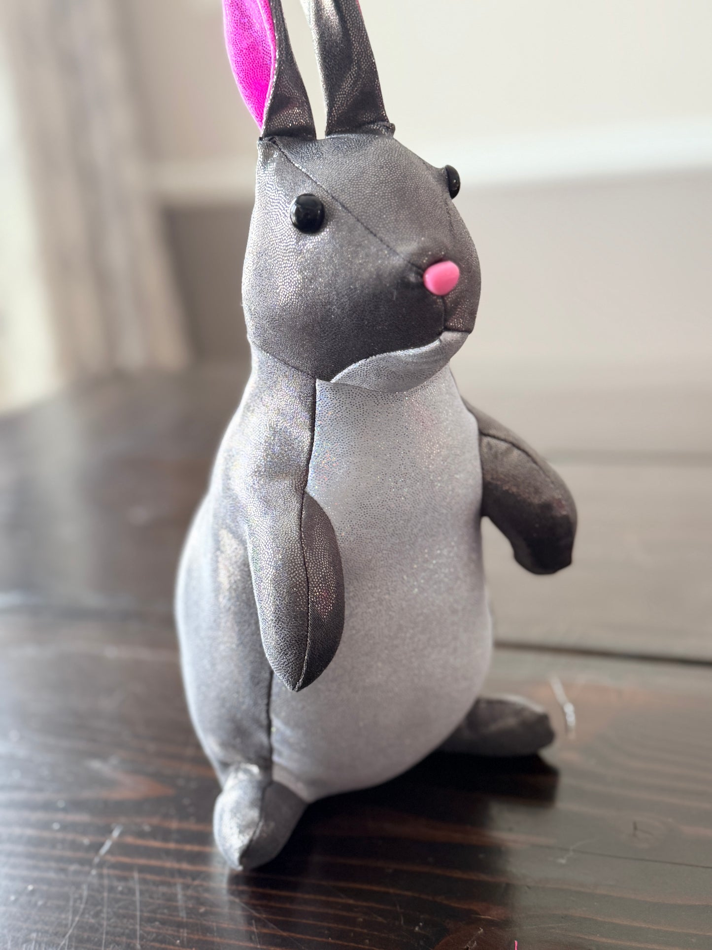 DIY Bunny 14" Rabbit Plush Complete Sewing Kit - Silver Metallic Sparkle - Intermediate Pattern + Supply Set