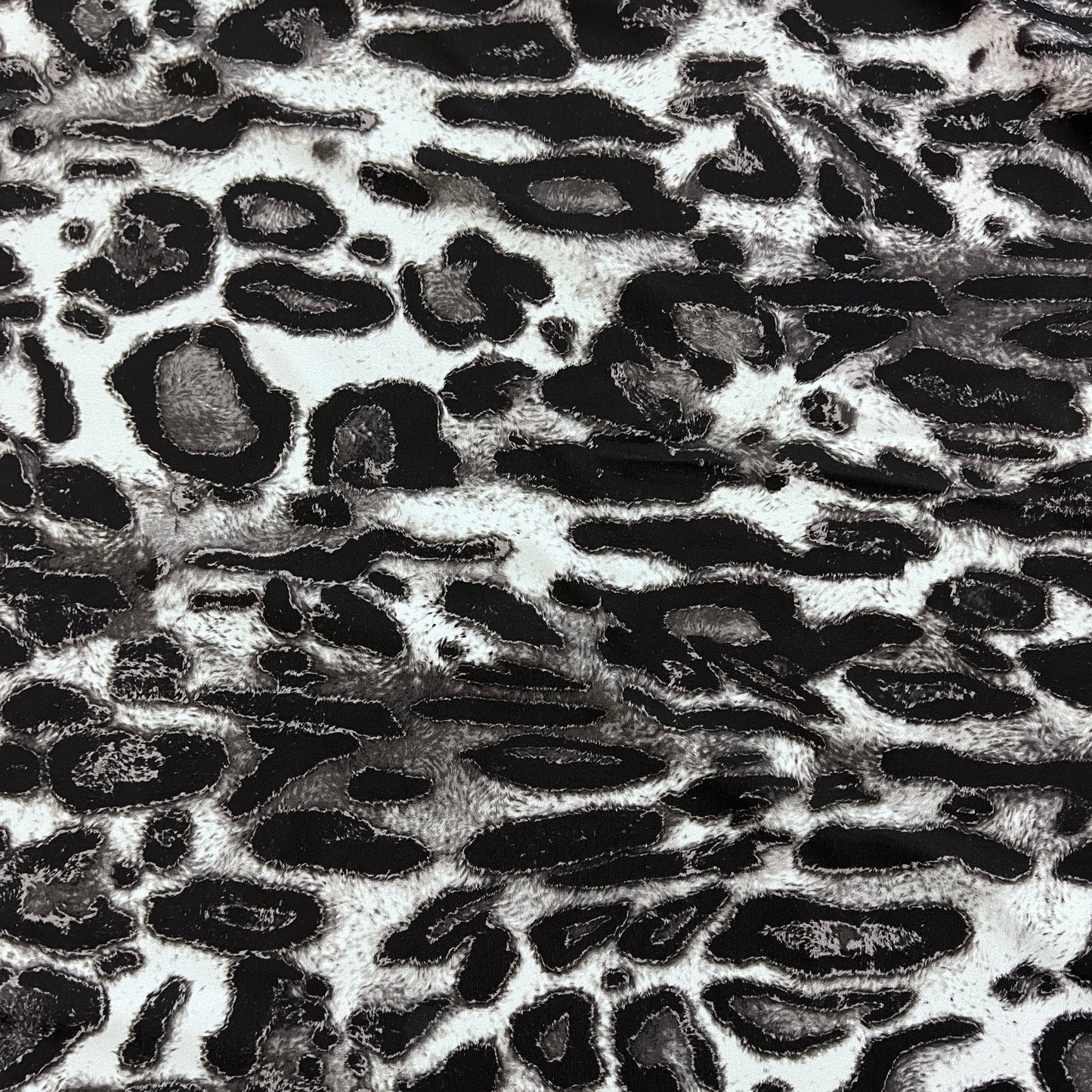 Black & White Leopard Print Nylon/Spandex Stretch Fabric by-the-yard