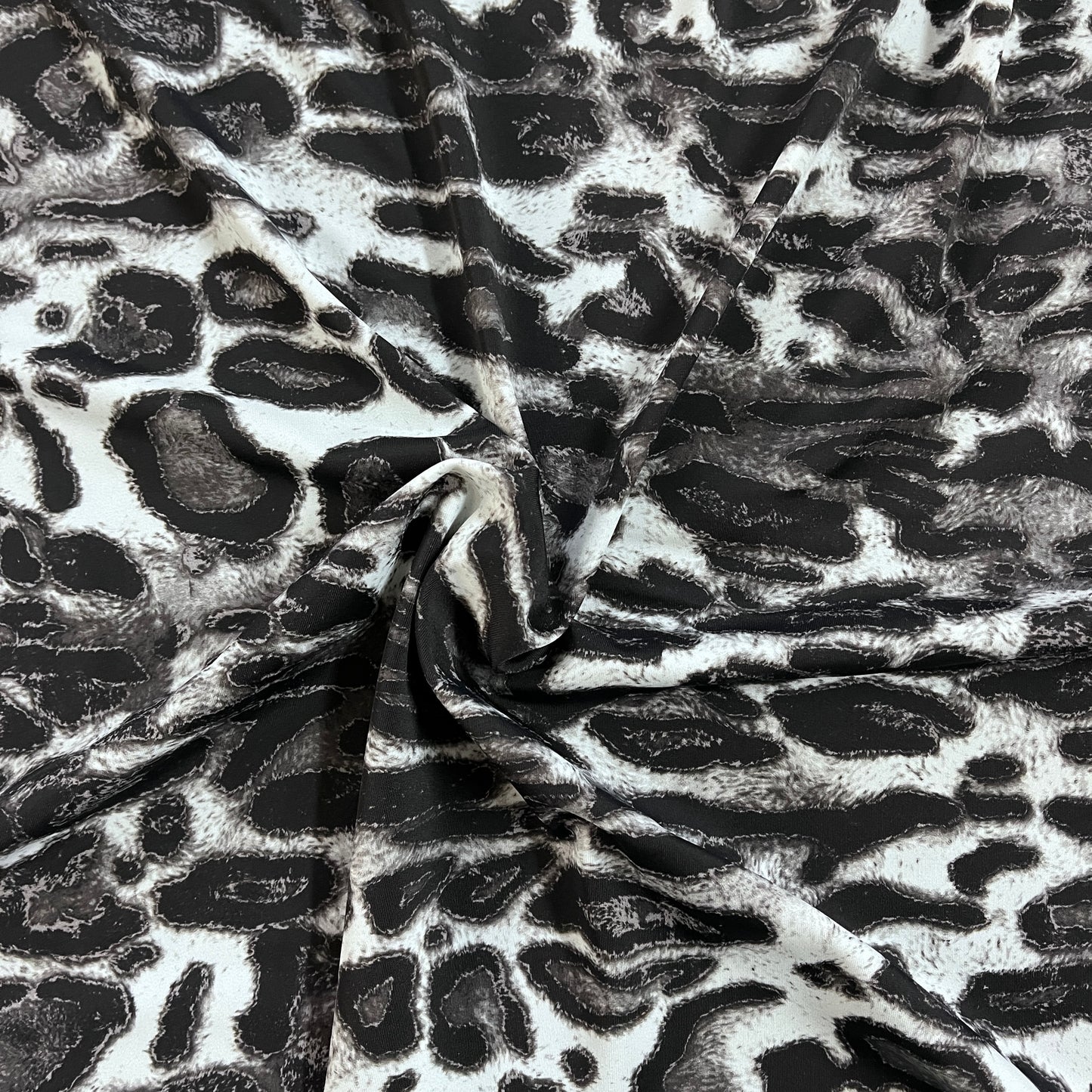 Black & White Leopard Print Nylon/Spandex Stretch Fabric by-the-yard
