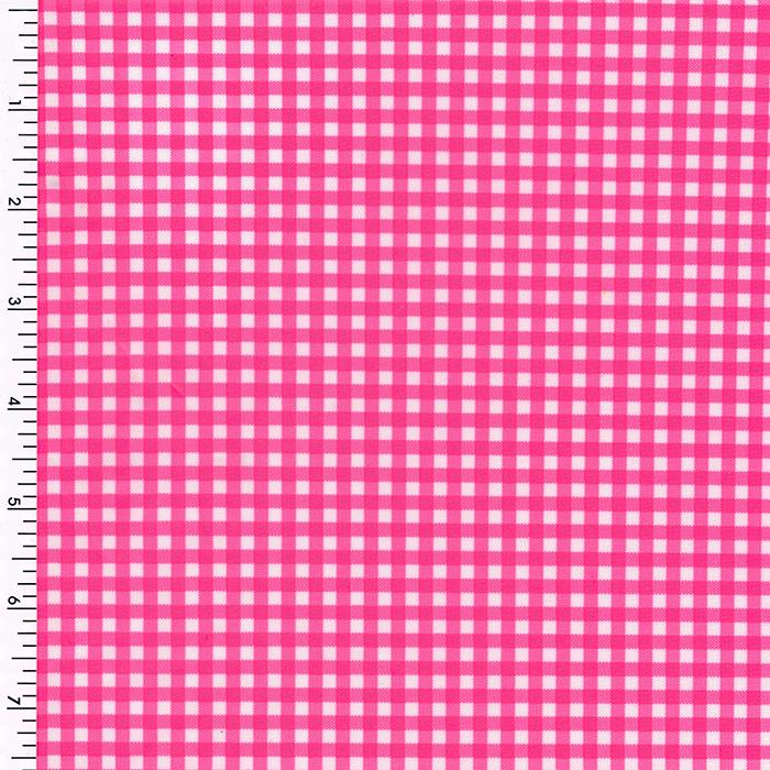 Pink and White Gingham Checkered Nylon/Spandex Stretch Fabric by-the-yard