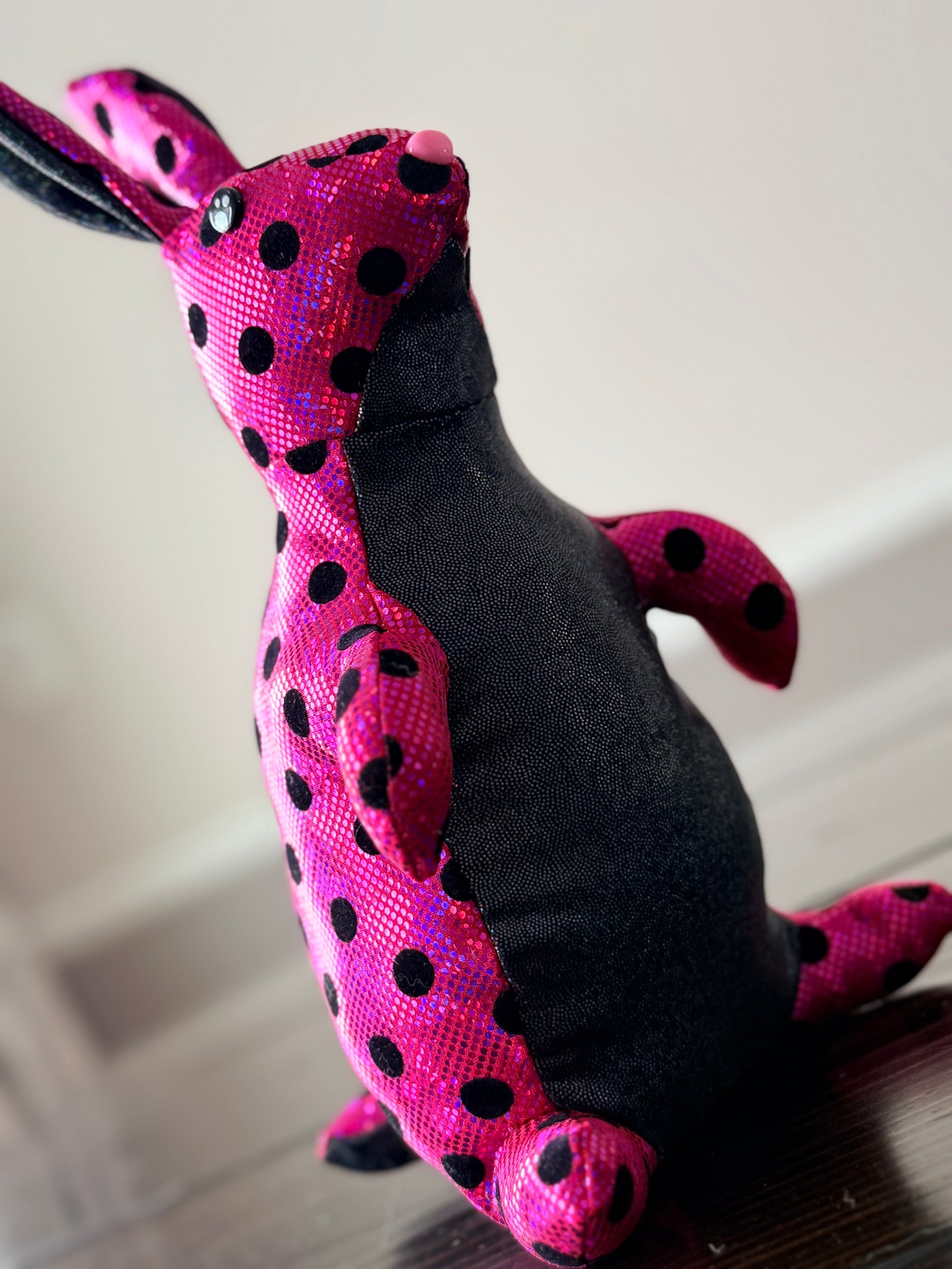 DIY Bunny 14" Rabbit Plush Complete Sewing Kit - Pink Sparkle Polka Dot - Intermediate Pattern + Supply Set