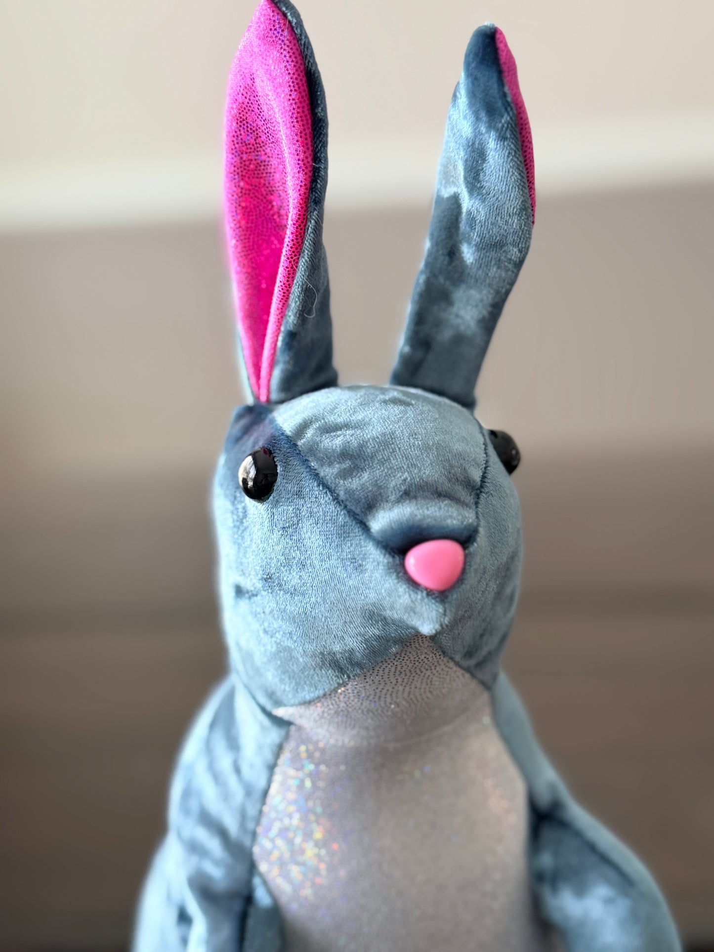 DIY Bunny 14" Rabbit Plush Complete Sewing Kit - Teal Crushed Velvet - Intermediate Pattern + Supply Set
