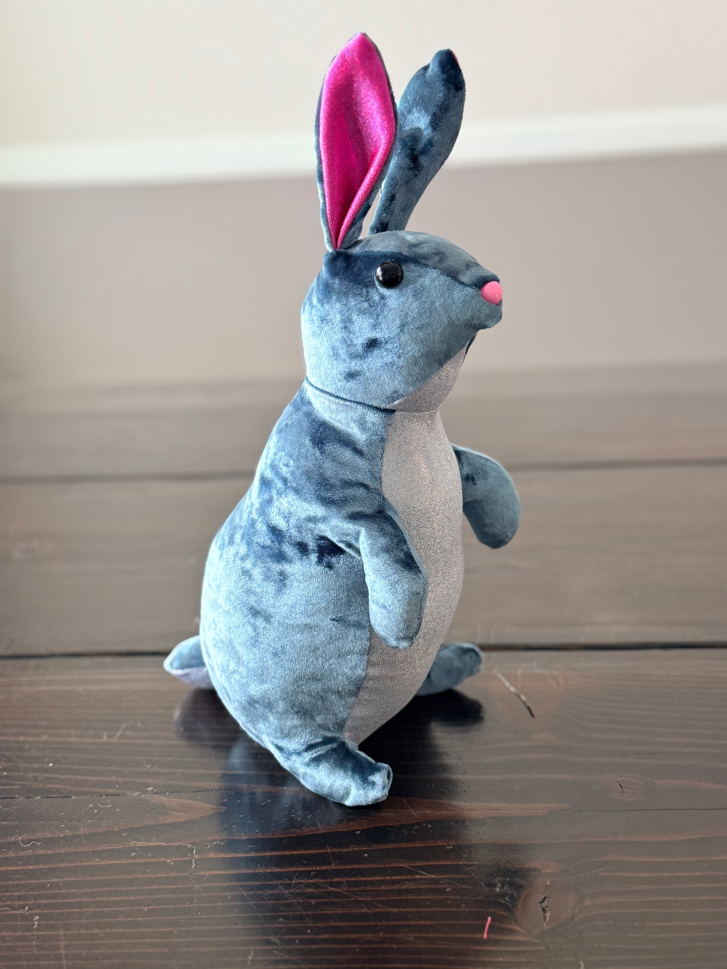 DIY Bunny 14" Rabbit Plush Complete Sewing Kit - Teal Crushed Velvet - Intermediate Pattern + Supply Set