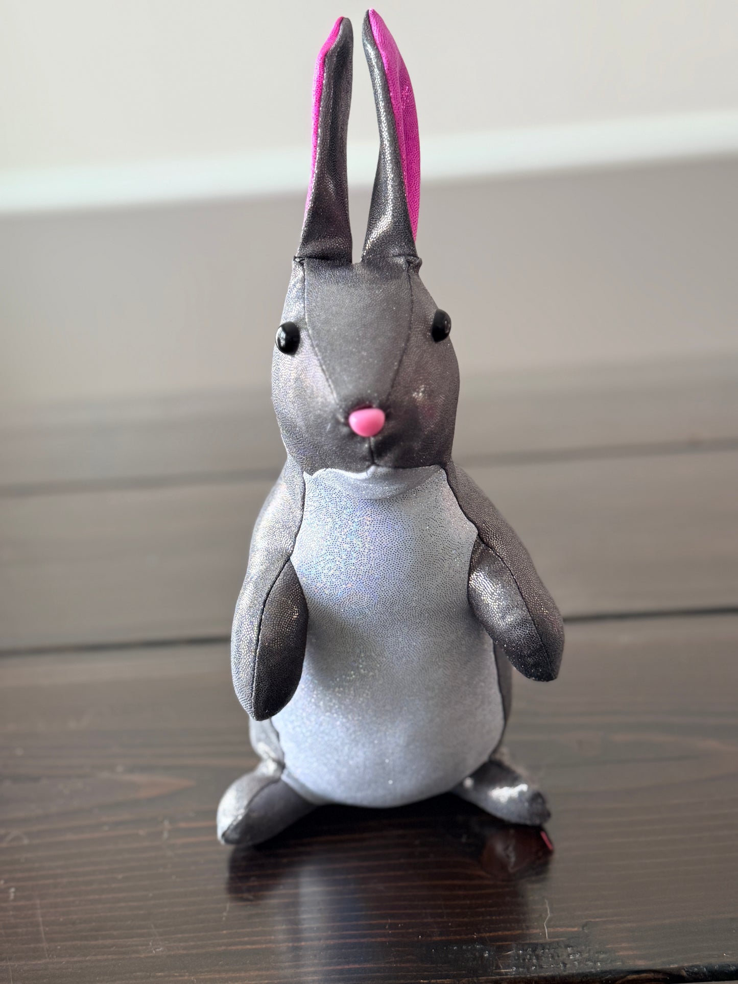 DIY Bunny 14" Rabbit Plush Complete Sewing Kit - Silver Metallic Sparkle - Intermediate Pattern + Supply Set