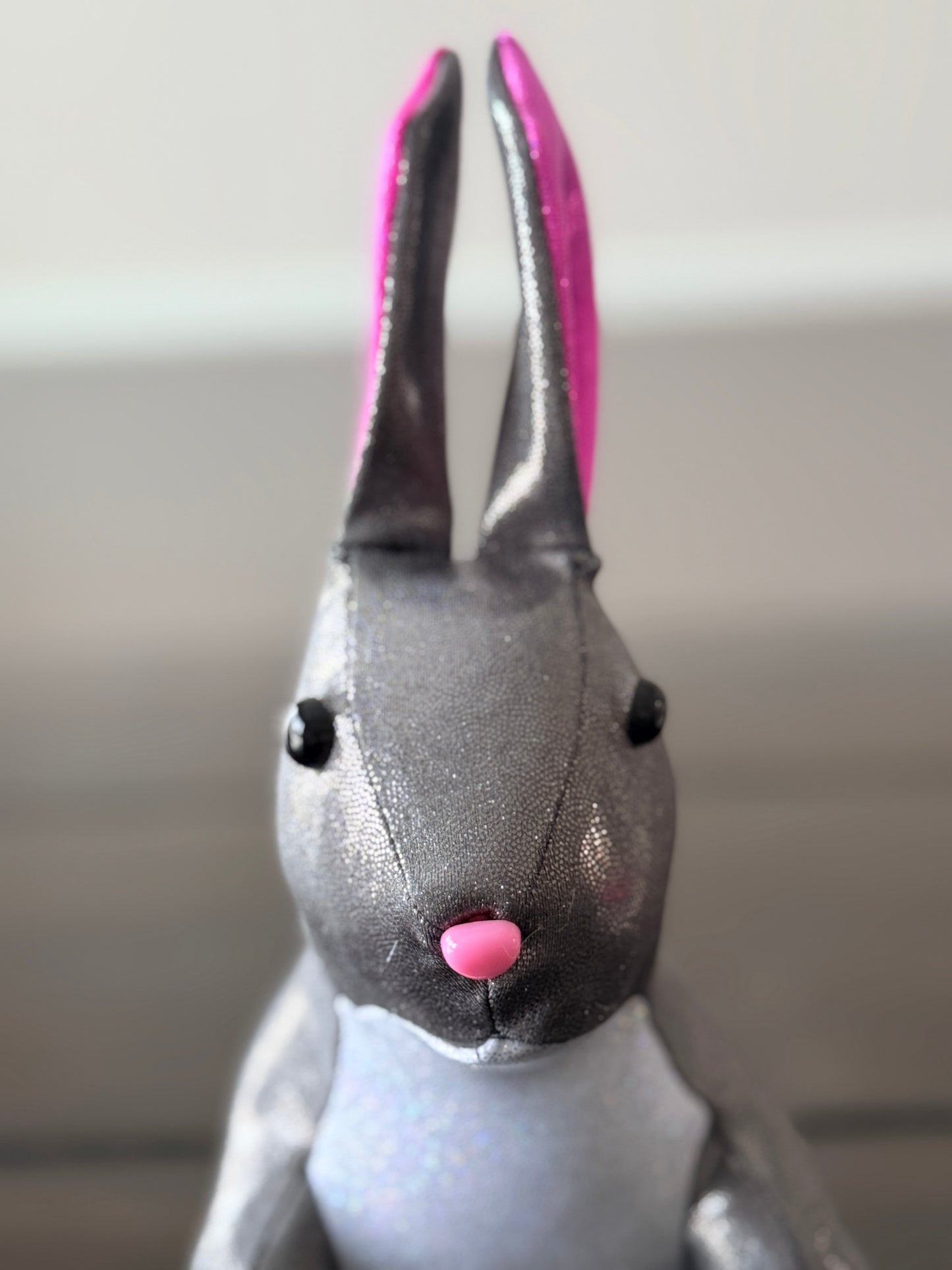 DIY Bunny 14" Rabbit Plush Complete Sewing Kit - Silver Metallic Sparkle - Intermediate Pattern + Supply Set