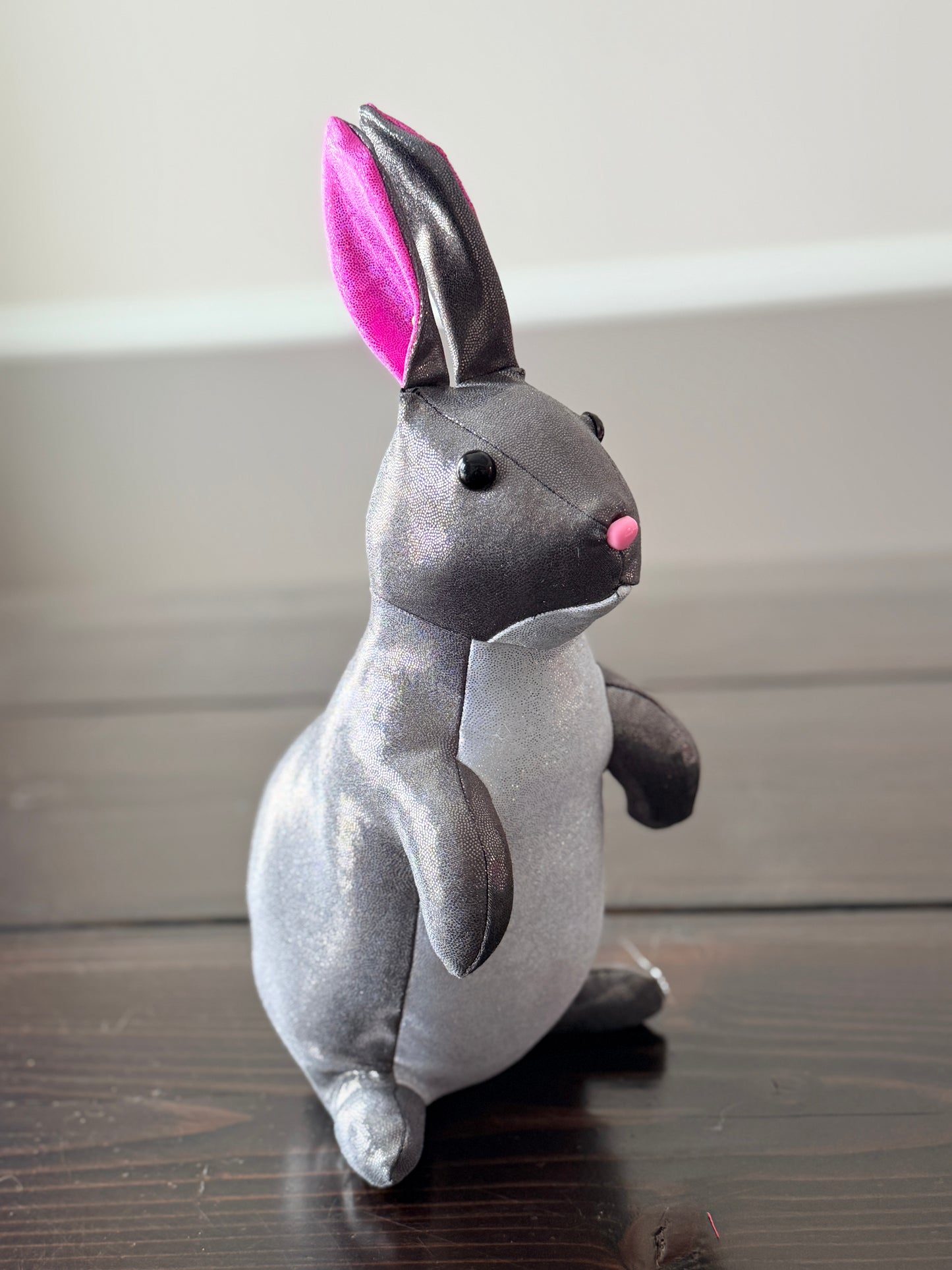 DIY Bunny 14" Rabbit Plush Complete Sewing Kit - Silver Metallic Sparkle - Intermediate Pattern + Supply Set