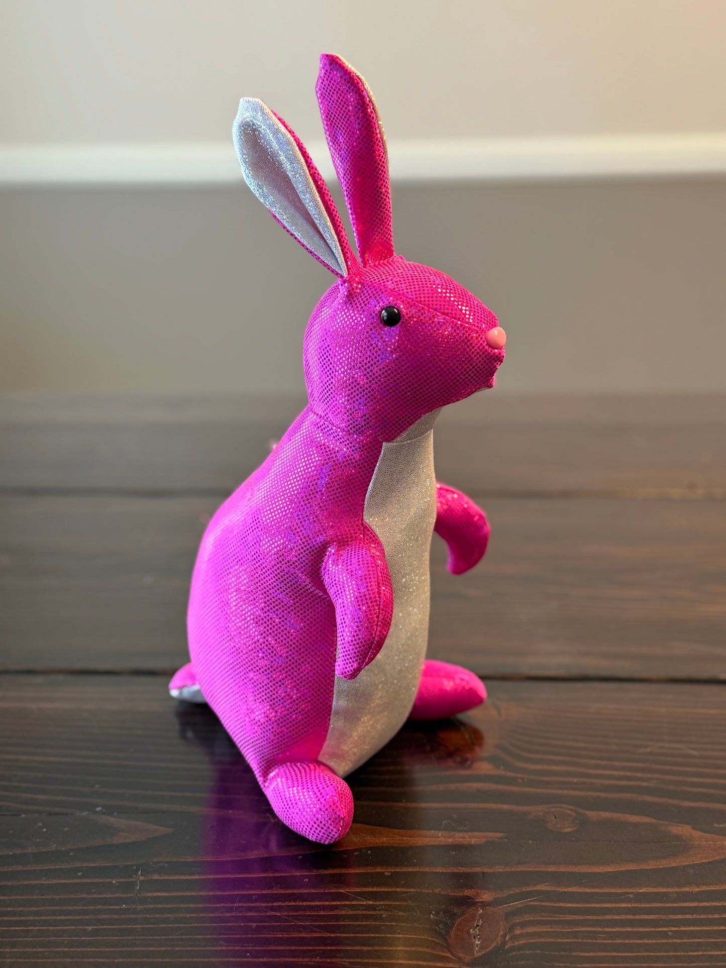 DIY Bunny 14" Rabbit Plush Complete Sewing Kit - Pink Sparkly - Intermediate Pattern + Supply Set