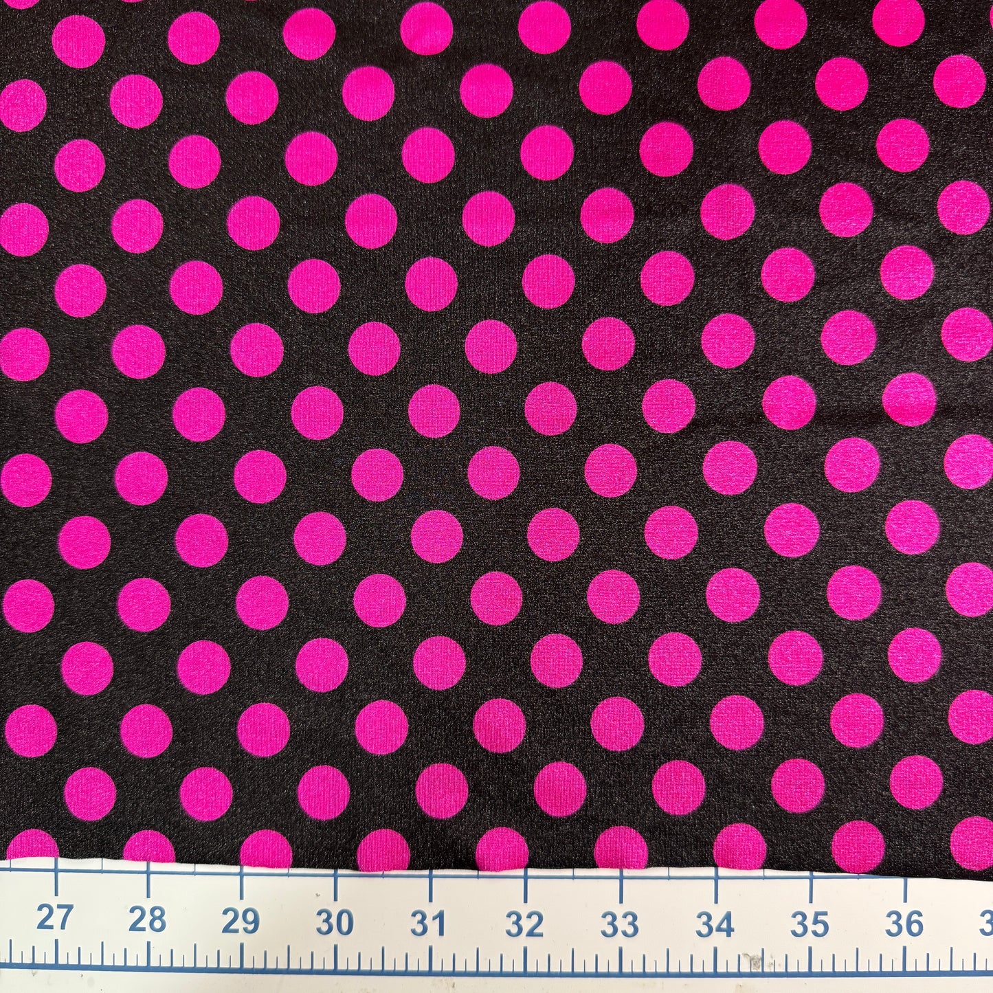 Black w/ Hot Pink Polka Dot Nylon/Spandex Stretch Fabric by-the-yard