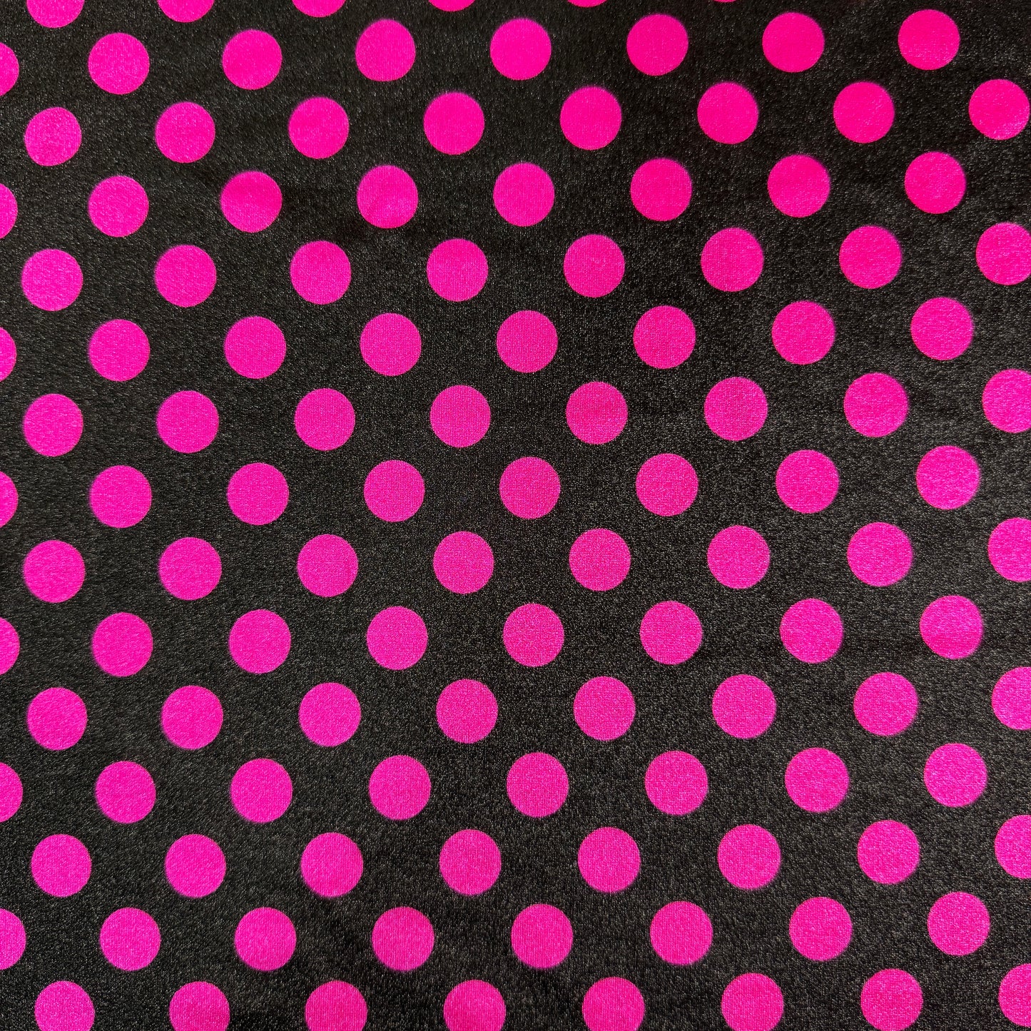 Black w/ Hot Pink Polka Dot Nylon/Spandex Stretch Fabric by-the-yard