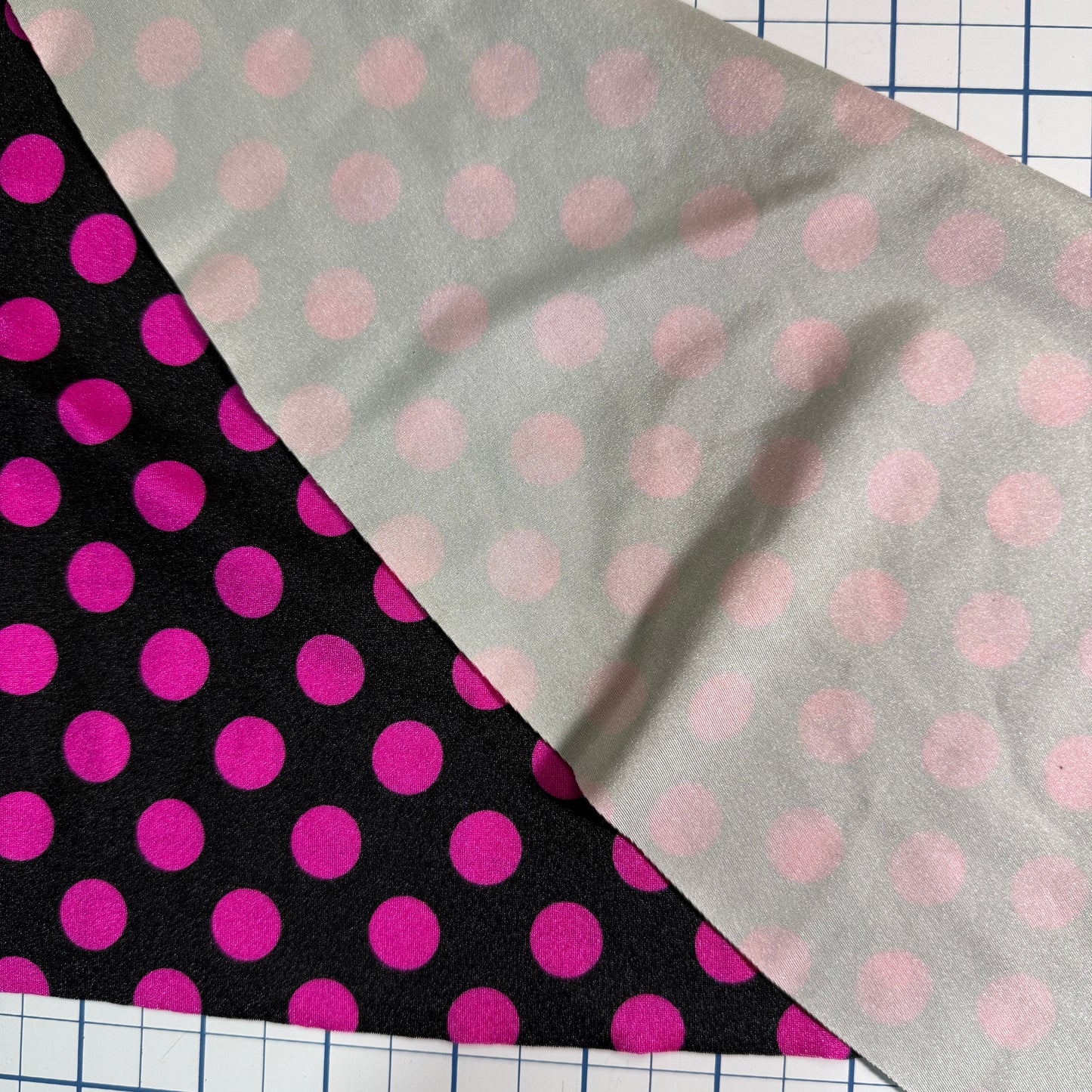 Black w/ Hot Pink Polka Dot Nylon/Spandex Stretch Fabric by-the-yard
