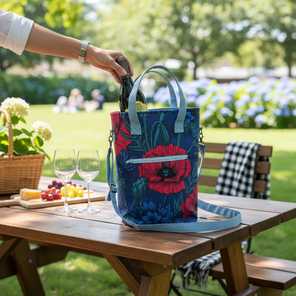 The Jennifer Wine Cooler Tote - 2 Bottle Insulated Wine Tote Sewing Pattern PDF, Convertible Cooler Bag with Zipper, DIY Wine Carrier Pattern