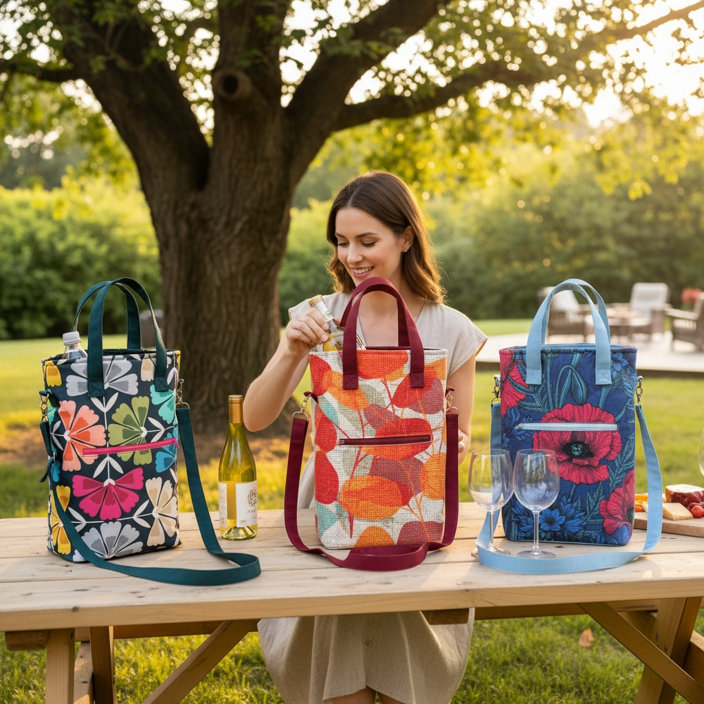The Jennifer Wine Cooler Tote - 2 Bottle Insulated Wine Tote Sewing Pattern PDF, Convertible Cooler Bag with Zipper, DIY Wine Carrier Pattern