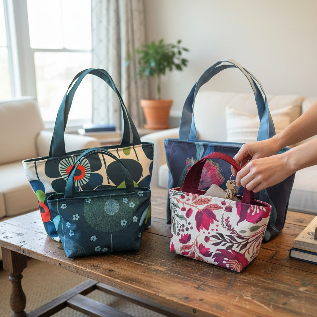 Small & Medium Tote Handbag w/Zipper PDF SEWING Pattern - DIY Traveler Tote Digital Download