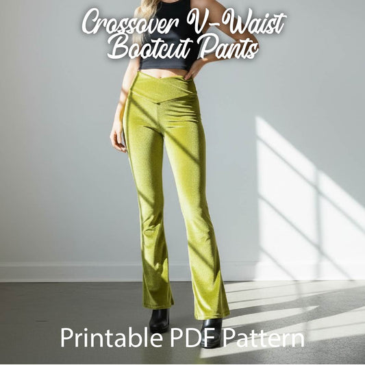 Crossover V-Waist Bootcut Pants PDF Sewing Pattern Download