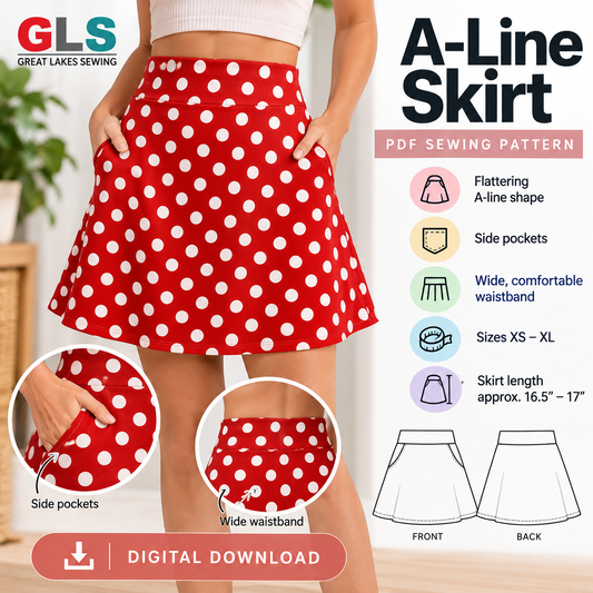 A-Line Skirt w/ Pockets PDF Downloadable Sewing Pattern