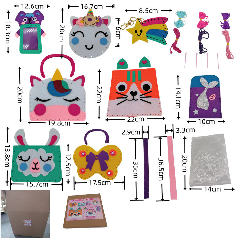 Children's Sewing Kit of 8 Handbags Hand-Sewing Projects for Beginners