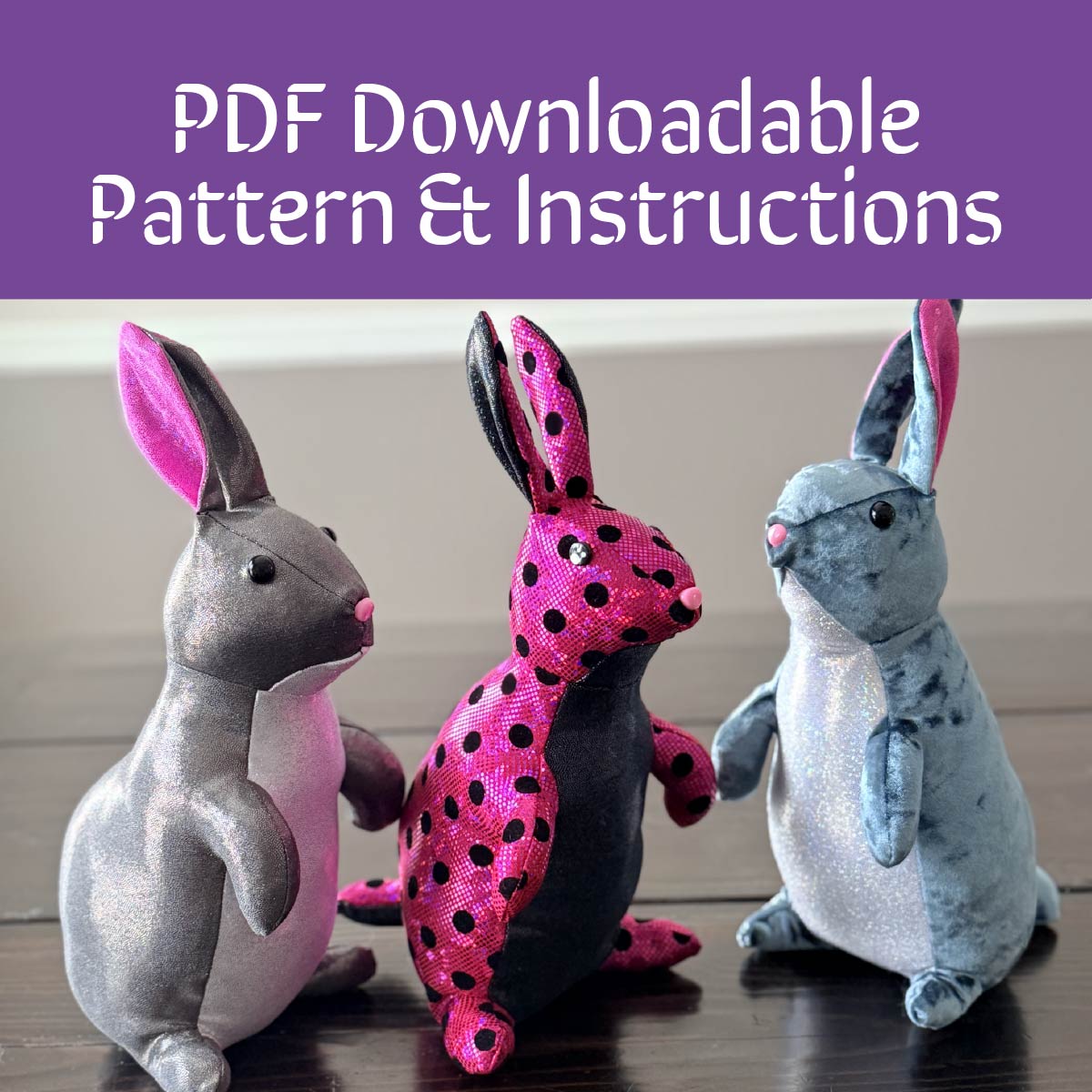 Bunny 14" Rabbit Plush PDF Sewing Pattern – Instant Download Intermediate Stuffed Animal Gift DIY