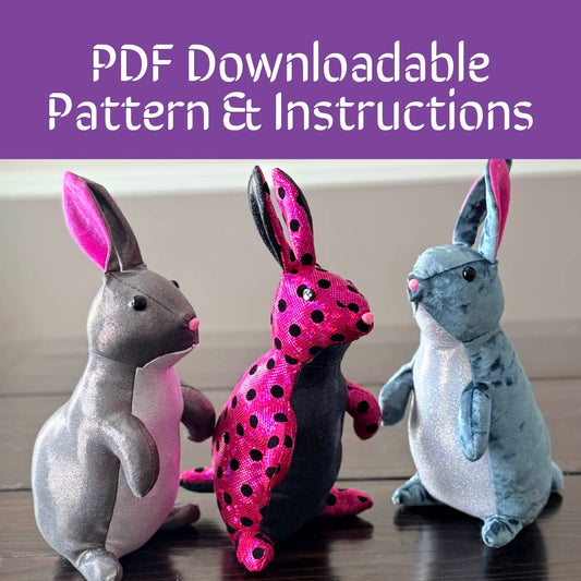 Bunny 14" Rabbit Plush PDF Sewing Pattern – Instant Download Intermediate Stuffed Animal Gift DIY